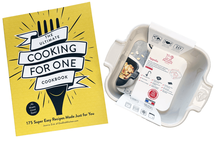 Limited Bundle Deal - Save 10% - Autographed Cooking for One Cookbook PLUS 5-Inch Baking Dish